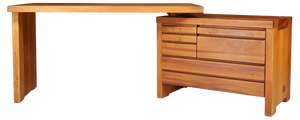 B19 Writing Desk in Patinated Elm by Pierre Chapo, France, 1960s