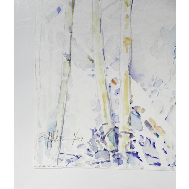 Small 1997 Impressionist watercolor on paper painting of snowy winter mountain landscape by Steve Hileman (20th/21st c.)...