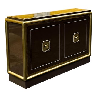 Modern Mastercraft Cabinet / Bar / Credenza / Console With Tubular Brass - Baker For Sale