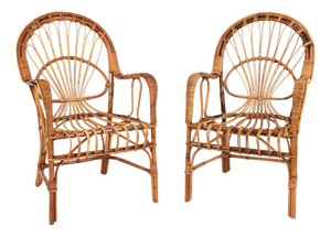 Rattan and Bamboo Armchairs by Franco Albini, Italy, 1960s, Set of 2