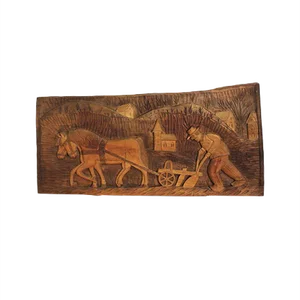 Carved Walnut Decorative Picture, 1970s
