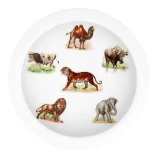 Antique German Illustrated Child's Dish Animal Full Color Early 1900s For Sale