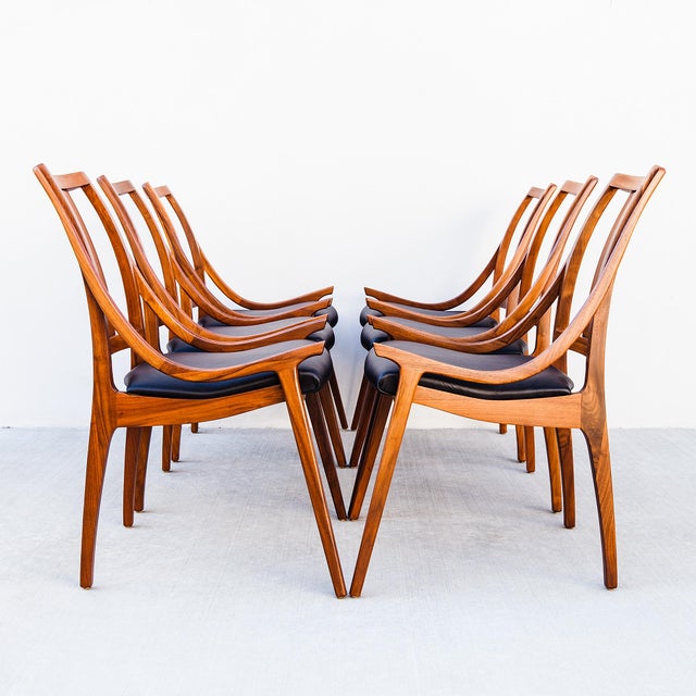 Wood Rare 1960s Glenn of California Low Arm Walnut Dining Chairs For Sale - Image 7 of 18