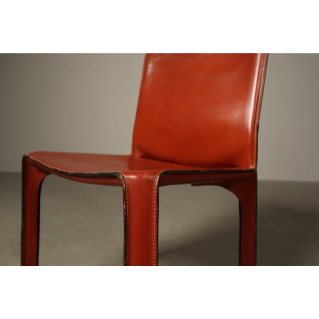 Mid-Century Modern Vintage Cab 412 Dining Chairs by Mario Bellini for Cassina, 1970s, Set of 4 For Sale - Image 3 of 16