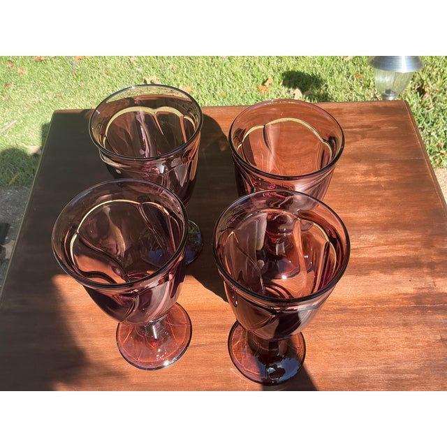 Mid-Century Modern 1980s Set of Four (4) Vintage Noritake Sweet Swirl Cranberry Colored Ice Tea Glasses For Sale - Image 3 of 3