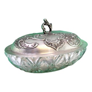 Soap Dish with Silver Lid For Sale