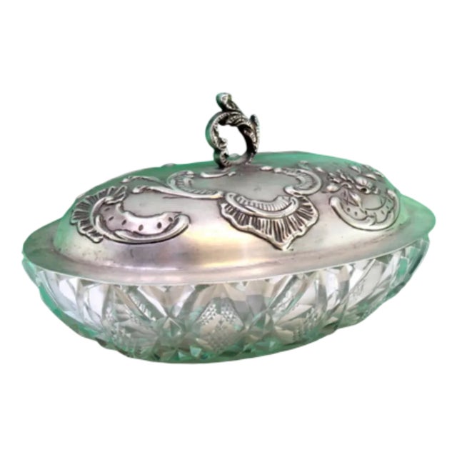 Soap Dish with Silver Lid For Sale