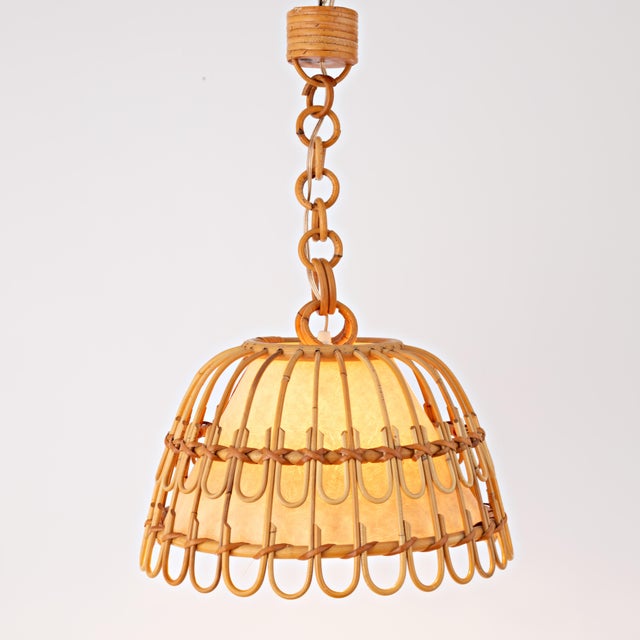 Mid 20th Century Spanish Rattan Pendant Lamp For Sale - Image 4 of 9