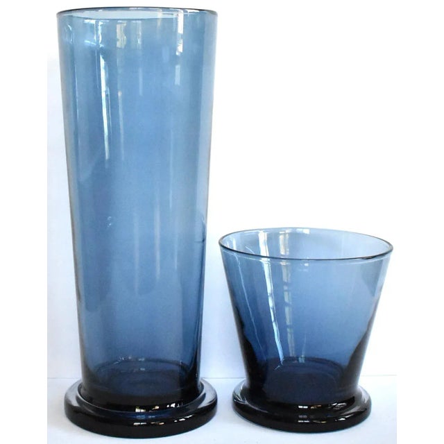 Pair of Mid-Century Cobalt Blue Blown Glass Vases For Sale - Image 9 of 9