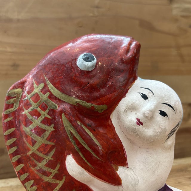 Rare vintage figurine of Kintarō (Golden Boy), the legendary child hero from Japanese folklore. Dimensions: height 15 cm,...