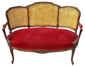 Louis XV Style Mahogany and Cane Lounge Chair