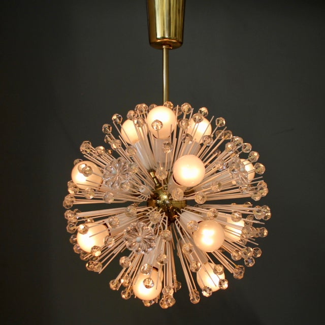 Rupert Nikoll Snowball Hanging Lamp in Brass and Glass from Rupert Nikoll, 1950s For Sale - Image 4 of 13