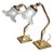 Art Nouveau Brass Lamps with Tulip Lampshades, 1930s, Set of 2 For Sale