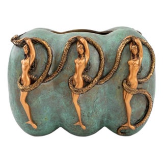 Erte "Eve" Patinated Bronze Bowl, 1989 For Sale