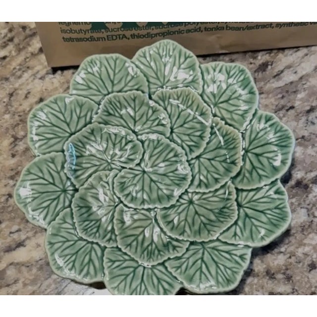 Bordallo Pinheiro Geranium Green Salad Plate – Portuguese Majolica Art Pottery Beautifully crafted in Portugal, this...
