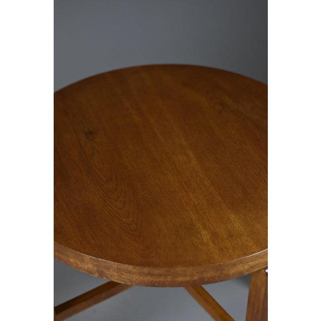 Wood Vintage Polish Dark-Oiled Oak Veneer Side Table, 1930s For Sale - Image 7 of 13