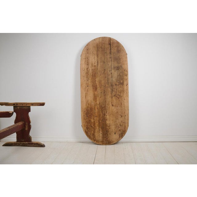 Antique Swedish Folk Art Pine Hand-Crafted Trestle Table For Sale - Image 18 of 18