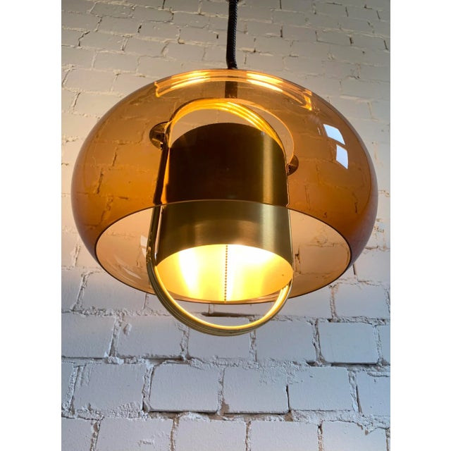 Vintage Pendant Lamp in Smoked Brown Acrylic, 1970s For Sale - Image 10 of 11