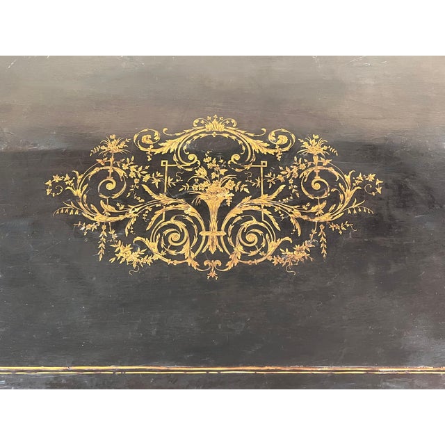 Wood Mid 19th Century Ebonized Center or Writing Desk Table, Napoleon III Period For Sale - Image 7 of 18