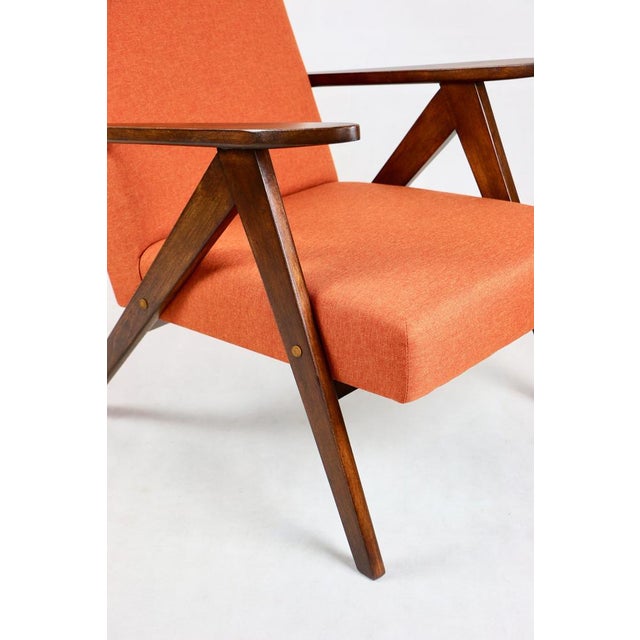 Vintage armchair VAR B-310 in orange-brown structural fabric, brick terracotta colour. Classic Vintage Var B-310 armchair...