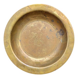 Mid-Century Modern Danish Bronze Vide Poche with Engraved Mermaid and Dolphin Motif, 1930s For Sale