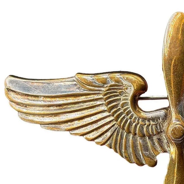 Mid-Century Modern Wwii Usa Air Corps Force Sterling Silver Brooch Pin Badge by Meyer For Sale - Image 3 of 8