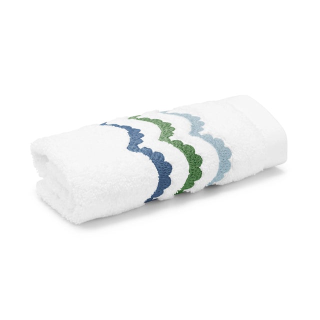 Not Yet Made - Made To Order Celerie Kemble + Hamburg House Whimsical Blue & Green Scallop Towel Set - 3 Pieces For Sale - Image 5 of 6