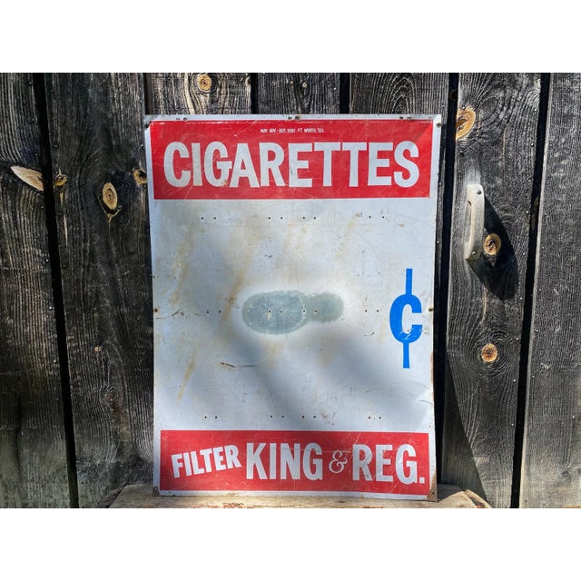 Large Metal Tobacco Sign -- Large Metal Sign -- Cigarette Metal Sign - Large Cigarette Metal Sign - Vintage Advertisement - Texas Metal Sign For Sale - Image 11 of 11