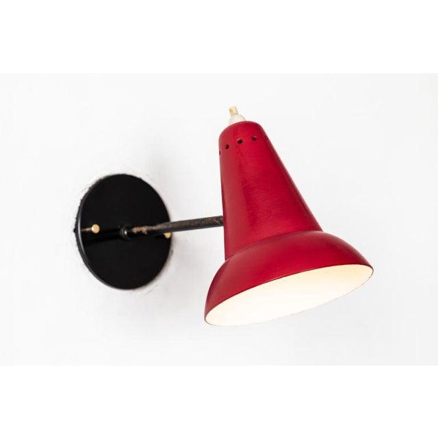 1950s Italian Red Articulating Sconces Attributed to Gino Sarfatti For Sale In Los Angeles - Image 6 of 13