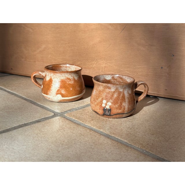 Beige Handmade Patterned Ceramic Mugs with Handles by Helma Klett, Germany, 1990s, Set of 2 For Sale - Image 8 of 10
