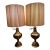 Pair Vintage Stiffel Brass Oil Lamp Style W/ Milk Glass Hollywood Regency Table Lamps W/ Additional Original Shades For Sale