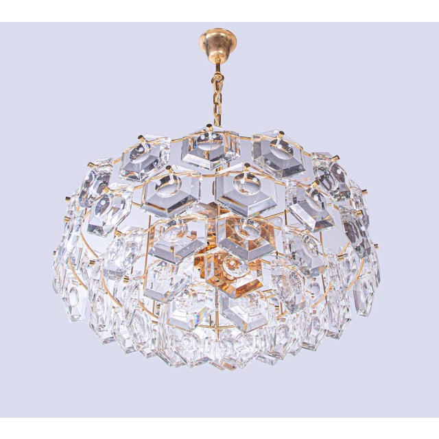 Hollywood Regency Gold-Plated Kinkeldey Chandelier in Crystal & Brass, Germany, 1960s For Sale - Image 3 of 14