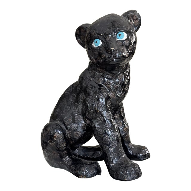 Vintage Studio Art Black Leopard Figure For Sale