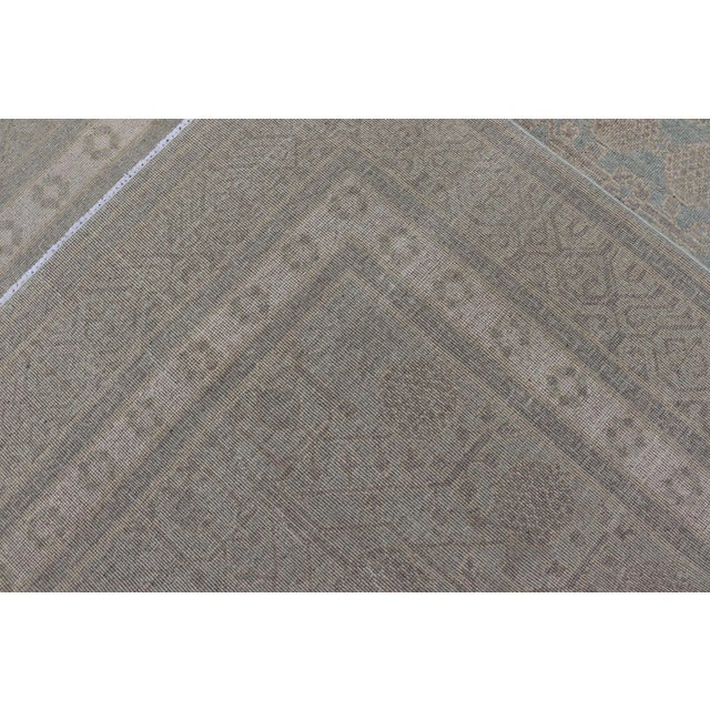 Afghan Khotan Rug With Geometric Design in Shades of Light Blue and Taupe For Sale In Atlanta - Image 6 of 13