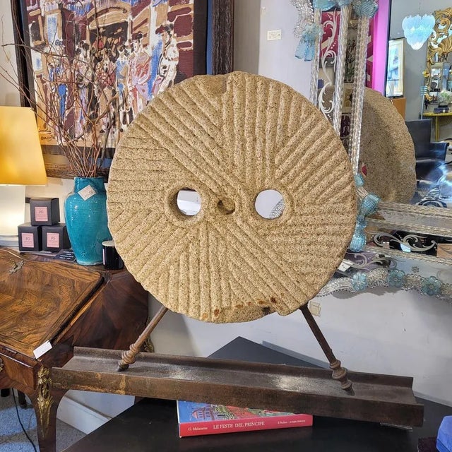 Antique Castilian Millstone in Granite and Iron Sculpture, 1800s For Sale - Image 16 of 18