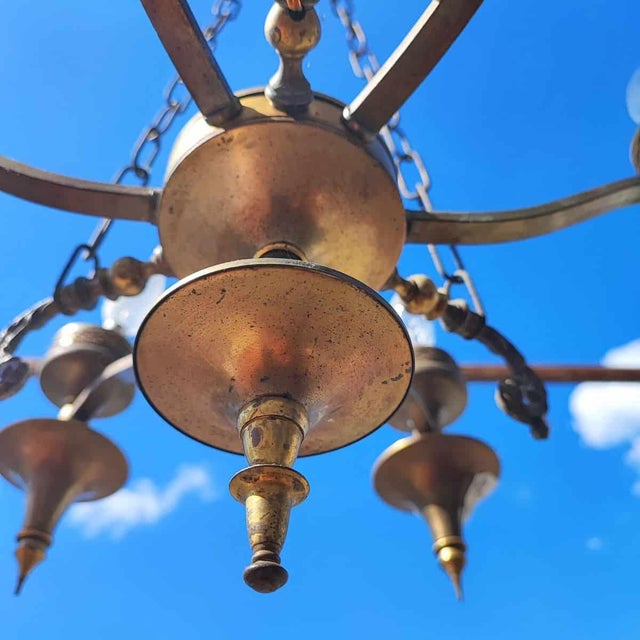 Metal Vintage Metal 6-Arm Chandelier For Sale - Image 7 of 10