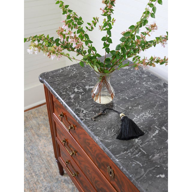 19th C French Louis XVI Style Commode With Marble Top For Sale - Image 11 of 12