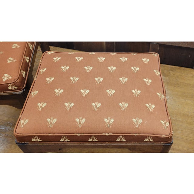 Pair of 1980s Ethan Allen Stools Bee Fabric For Sale In Philadelphia - Image 6 of 11