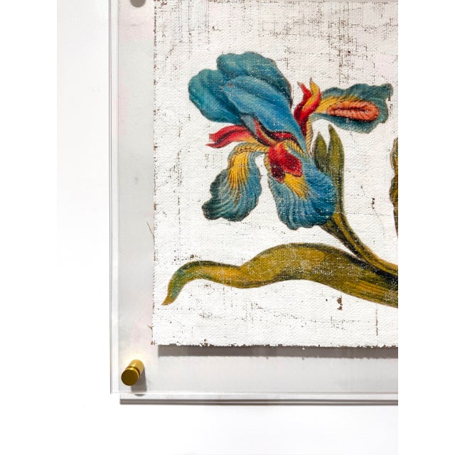 Vintage Teal Iris - Hand Textured Turquois Iris For Sale - Image 6 of 8