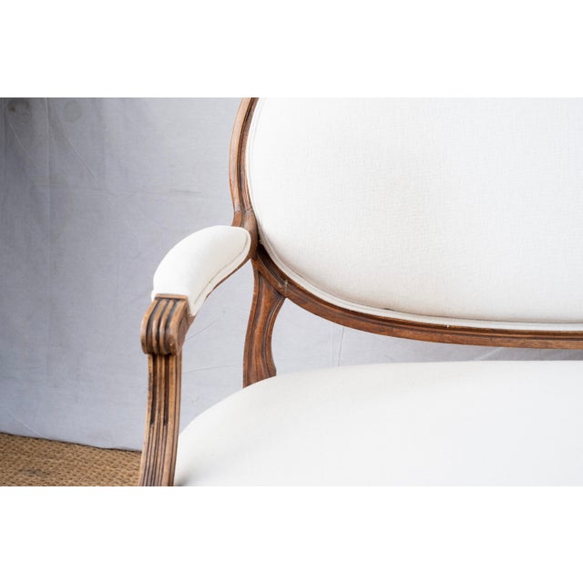 Antique French Upholstered Settee For Sale - Image 4 of 9