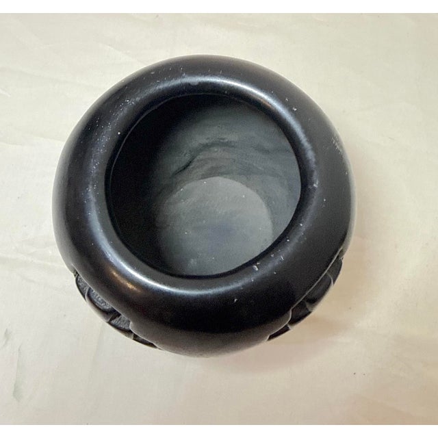 Antique Handmade Santa Clara Pueblo Native American Black Pottery Blackware Vase For Sale - Image 9 of 11
