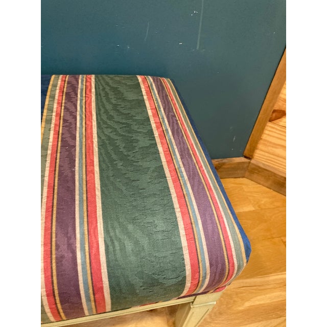 Late 20th Century Vintage Striped Upholstered Parsons Stools, a Pair For Sale - Image 5 of 9