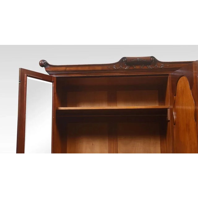 Wood Mahogany Three Door Wardrobe, 1890s For Sale - Image 7 of 11