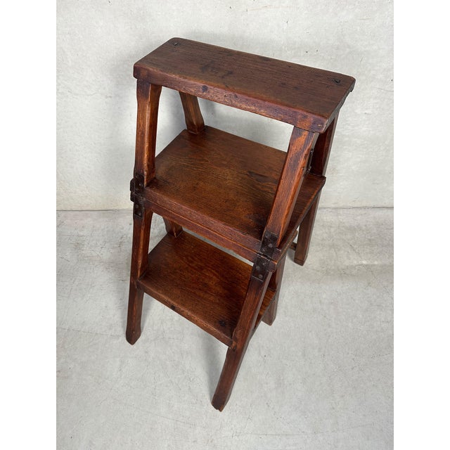 Vintage Library Step Stool, 1920s For Sale - Image 10 of 14