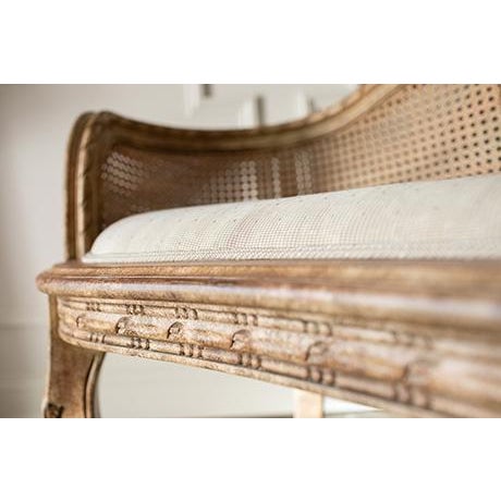 1990's Design Source Ltd. French Country Louis XVI Style Double-Cane Banquette Settee For Sale - Image 16 of 17