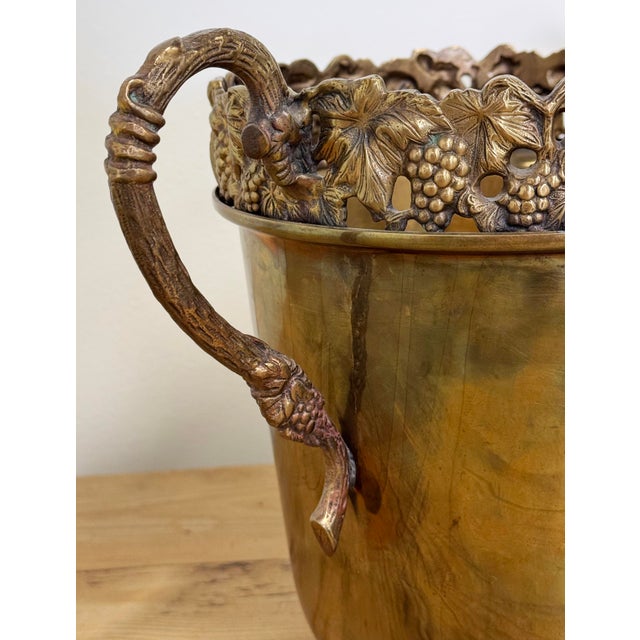 Metal Vintage Brass Grapevine Motif Ice Bucket For Sale - Image 7 of 9