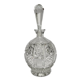 Crystal Round Cut Glass Decanter For Sale