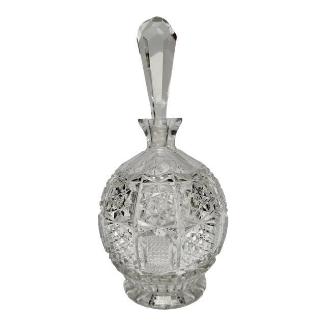 Crystal Round Cut Glass Decanter For Sale