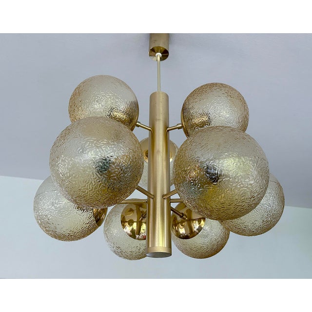 Metal Large Space Age Glass Globe Pendant Light in Glass, 1970s For Sale - Image 7 of 18