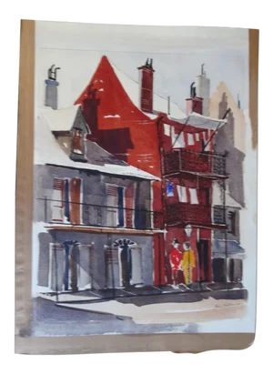 Frank Moss Hamilton Houses Along St Philip Street, Vieux Carré, New Orleans 1950 Painting
